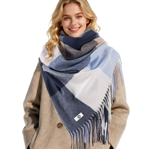 REDESS Scarves for Women Winter Soft Long Tassel Plaid Pattern Pashmina Scarves for Adult Unisex,Black