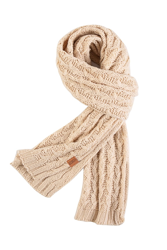 Women's Knit Winter Scarf, Warm Long Chunky Scarf, Beige