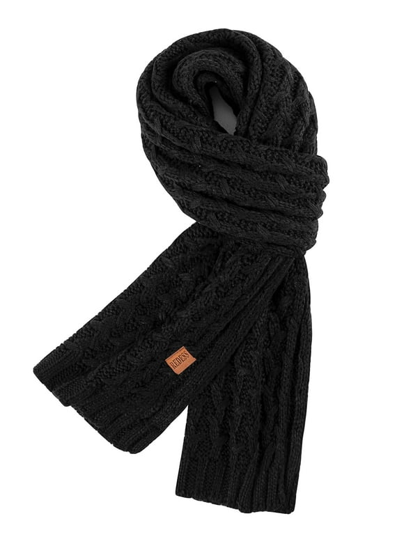 Women's Winter Scarf, Adult Warm Long Chunky Knit Scarves for Women, Black