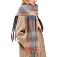 thumbnail image 1 of REDESS Winter Scarf for Women Soft Plaid Pattern Cozy Warm Tassel Blanket Shawl Wrap,Plaid Gray, 1 of 7