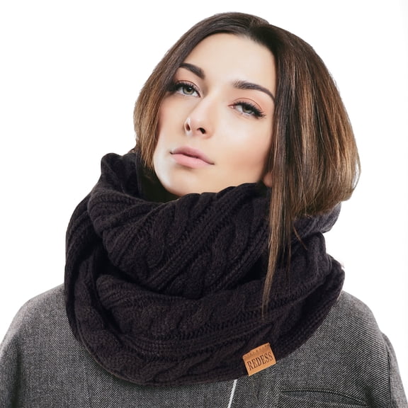 REDESS Winter Scarf for Women Knit Solid Color Pattern Infinity Circle Loop Scarves for Adult Unisex Cold Weather