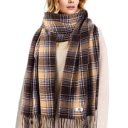 REDESS Winter Scarves for Men and Women Soft Plaid Pattern Cozy Warm Tassel Shawl Wrap, Plaid Dark Brown