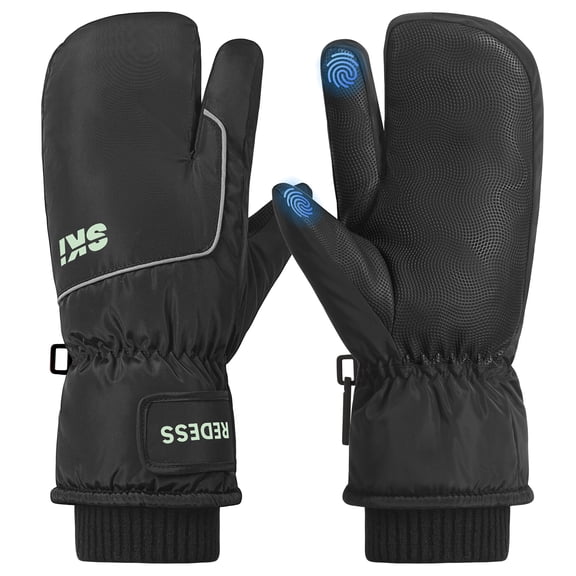REDESS Winter Ski Gloves for Men & Women, Touch Screen Waterproof Windproof Thermal Insulated Winter Snow 3‑Finger Mittens, S‑XL