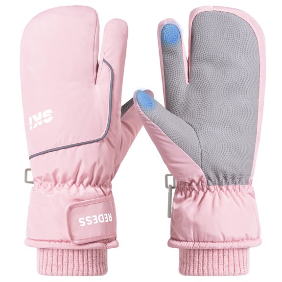 REDESS Winter Ski Gloves for Men & Women, Touch Screen Waterproof Windproof Thermal Insulated Winter Snow 3‑Finger Mittens, S‑XL