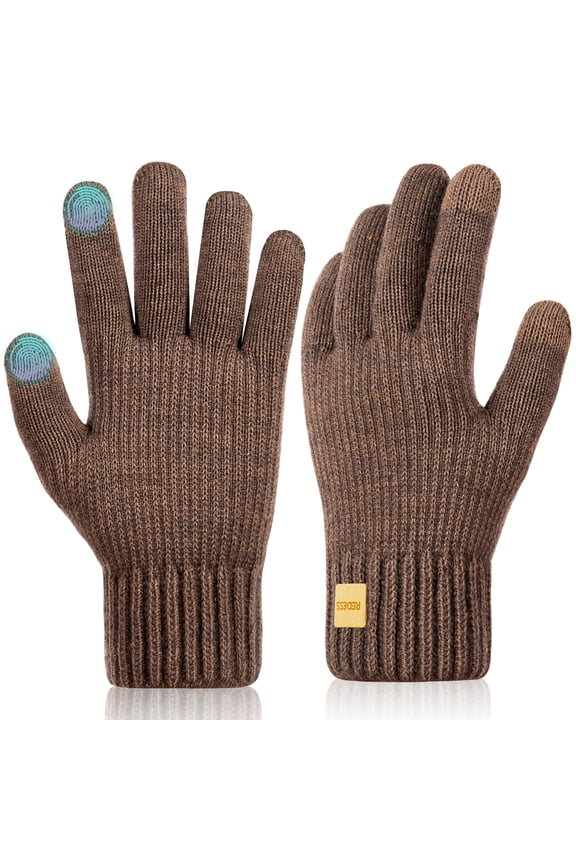Winter Gloves for Men and Women Touch Screen Knit Warm Black Gloves for Cold Weather