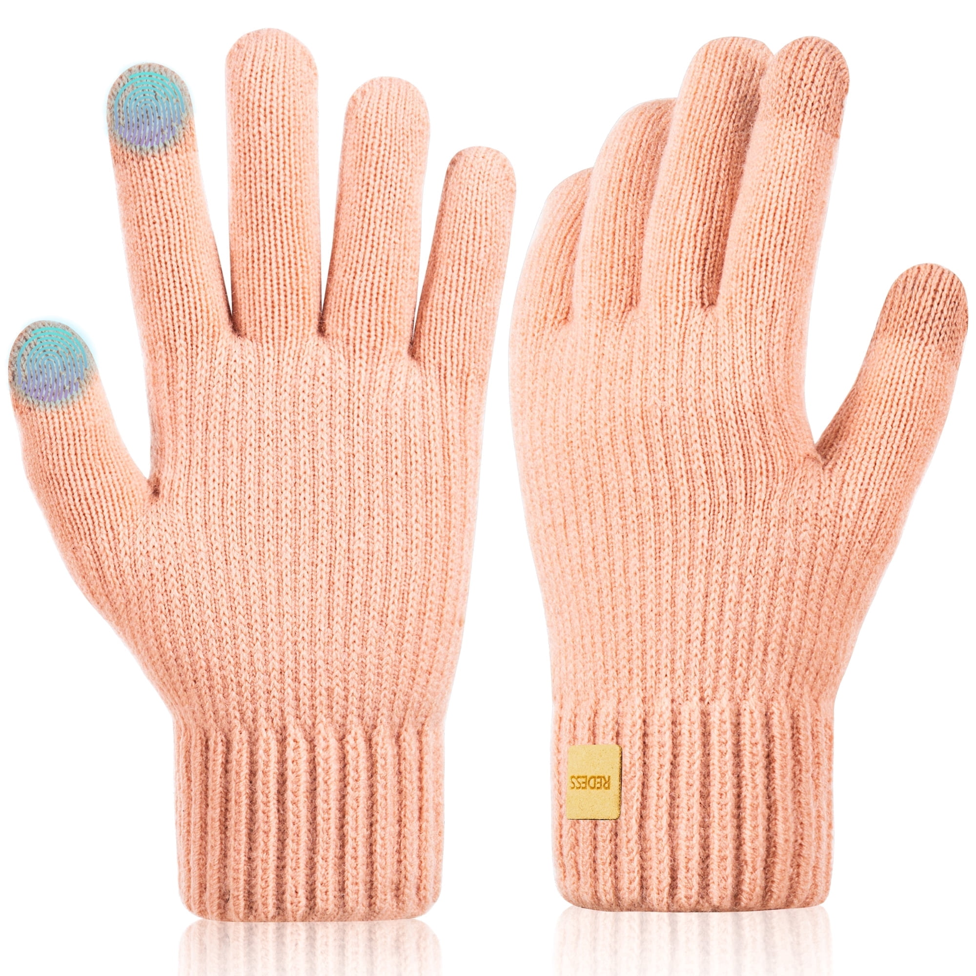 Winter Gloves for Men and Women Touch Screen Knit Warm Black Gloves for Cold Weather