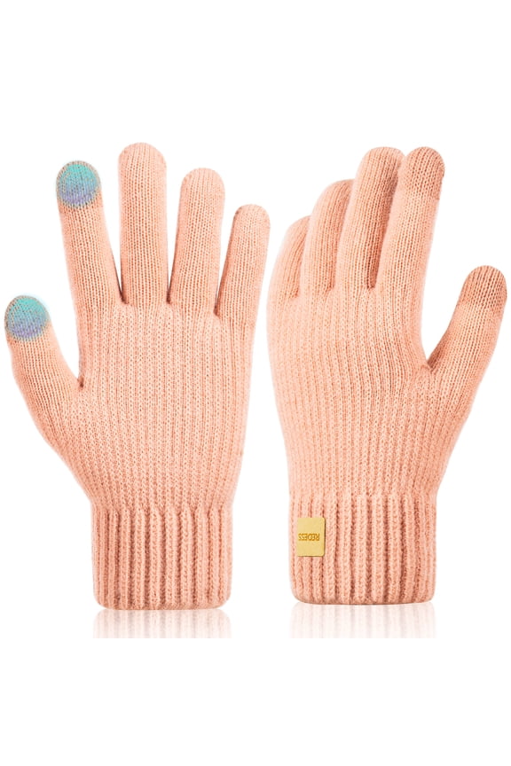 Winter Gloves for Men and Women Touch Screen Knit Warm Black Gloves for Cold Weather