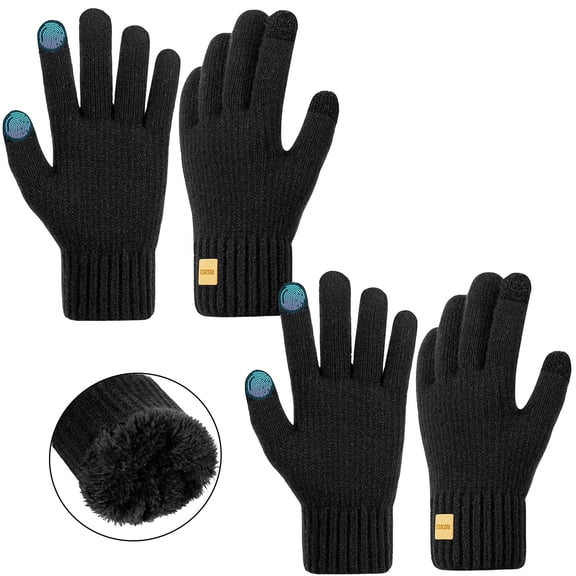 REDESS Winter Gloves for Men and Women Touch Screen Knit Warm Black Gloves for Cold Weather