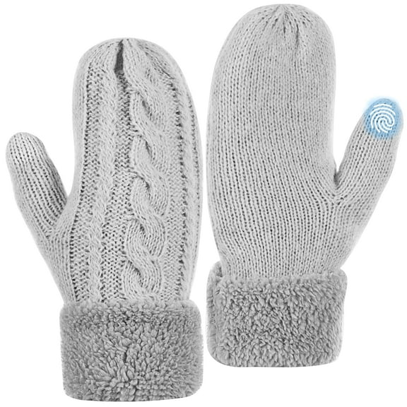 REDESS Winter Warm Mittens for Women, Thick Knitted Warm Soft Lining Mittens Cold Weather,Black