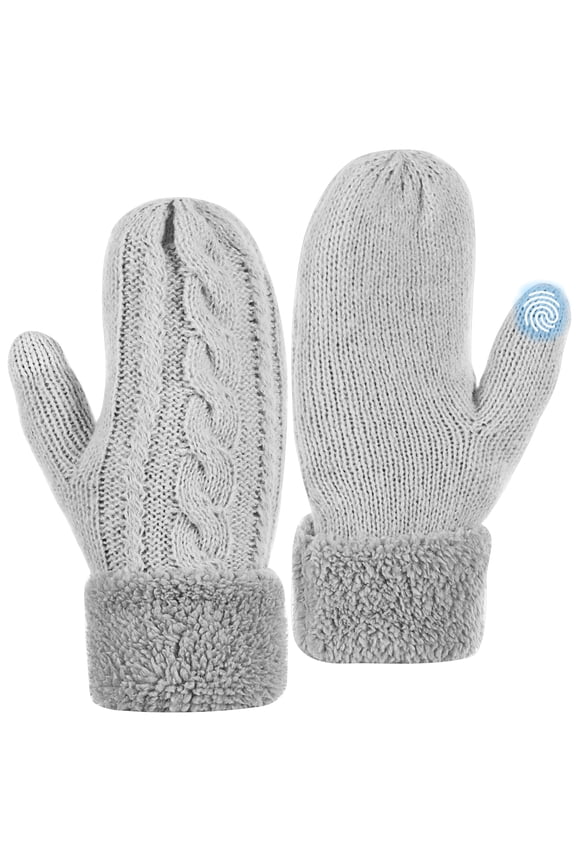 Winter Warm Mittens for Women, Thick Knitted Warm Soft Lining Mittens Cold Weather,Black