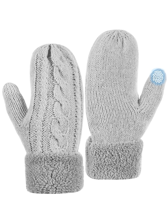 Winter Warm Mittens for Women, Thick Knitted Warm Soft Lining Mittens Cold Weather,Black
