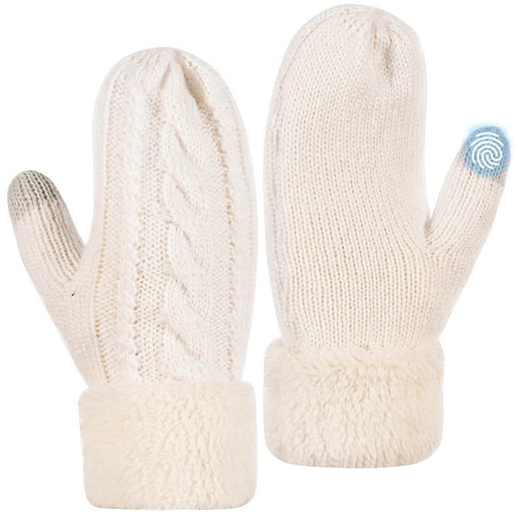 REDESS Winter Warm Mittens for Women, Thick Knitted Warm Soft Lining Mittens Cold Weather,Black