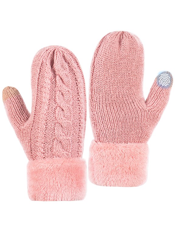 Winter Warm Mittens for Women, Thick Knitted Warm Soft Lining Mittens Cold Weather,Black