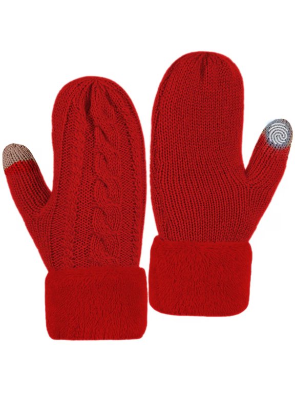 Winter Warm Mittens for Women, Thick Knitted Warm Soft Lining Mittens Cold Weather