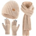 thumbnail image 1 of REDESS Winter Women's Beanie Hat Scarf Gloves Set-Beige, 1 of 4