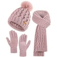 thumbnail image 1 of REDESS Winter Women's Beanie Hat Scarf Gloves Set, Fleece Lined Winter Hat with Pom Pom,Pink, 1 of 8