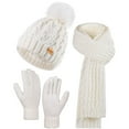thumbnail image 1 of REDESS Winter Women's Beanie Hat Scarf Gloves Set, Fleece Lined Winter Hat with Pom Pom,White, 1 of 8