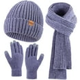 thumbnail image 1 of REDESS Winter Women's Beanie Hat Scarf Gloves Set-Purple, 1 of 4
