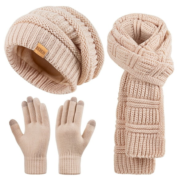 REDESS Women's Winter Slouchy Beanie Hat, Scarf & Glove Sets,Beige
