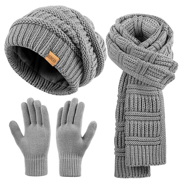 REDESS Women's Winter Slouchy Beanie Hat, Scarf & Glove Sets,Grey