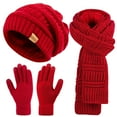 thumbnail image 1 of REDESS Women's Winter Slouchy Beanie Hat, Scarf & Glove Sets,Red, 1 of 7