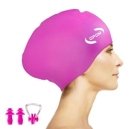 REDESS Women Silicone Swimming Cap, Swim Hats for Long Hair for Women and Men -Black
