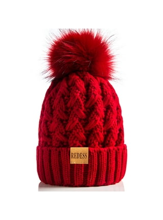 Besufy 1Pcs Women Flower Decor Felt Hat Solid Color Wool Blend Thick Warm  Women Winter Hat Accessories,Red