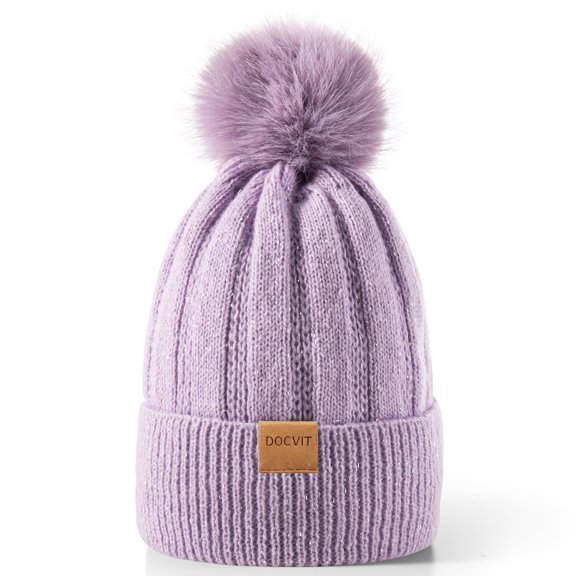 REDESS Women's Winter Beanie Hat Warm Fleece Lined Thick Skull Hat,Black