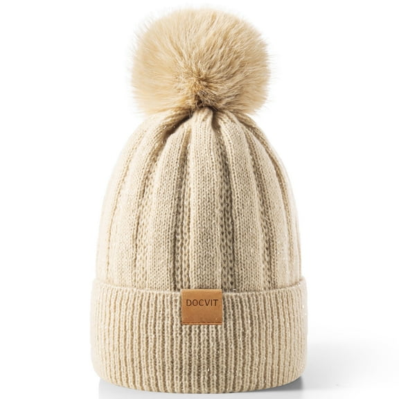 REDESS Women's Winter Beanie Hat Warm Fleece Lined Thick Skull Hat,Black