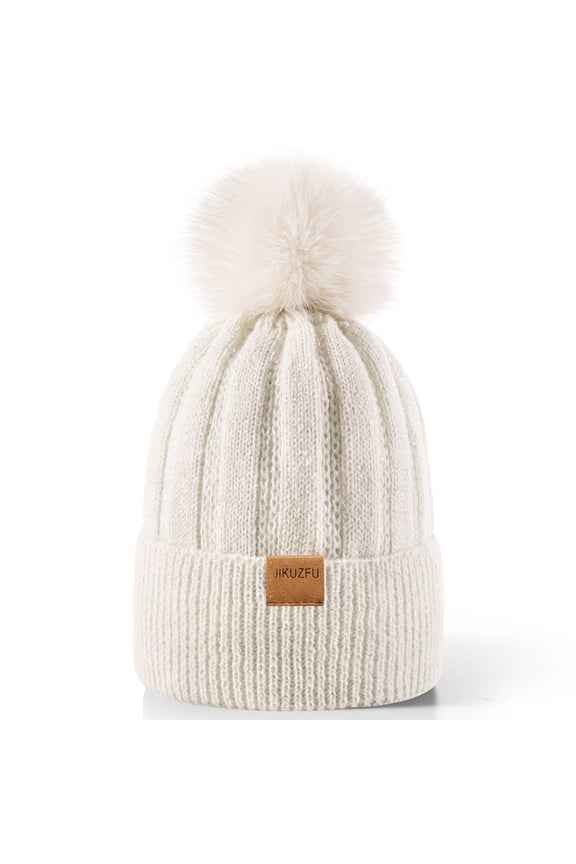 Women's Winter Beanie Hat Warm Fleece Lined Thick Skull Hat,Black