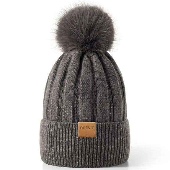 REDESS Women's Winter Beanie Hat Warm Fleece Lined Thick Skull Hat,Black