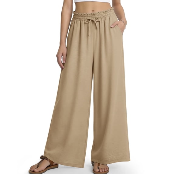 REDESS Wide Leg Pants for Women Palazzo Drawstring Loose Relaxed Fit with Pockets S-XXL