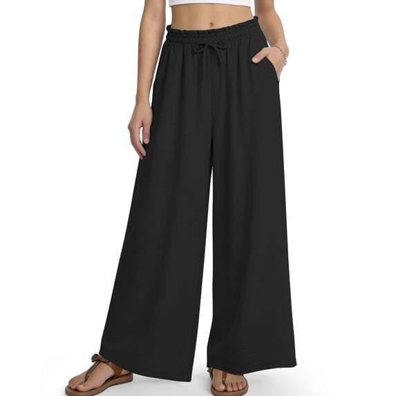 REDESS Wide Leg Pants for Women Palazzo Drawstring Loose Relaxed Fit with Pockets S-XXL