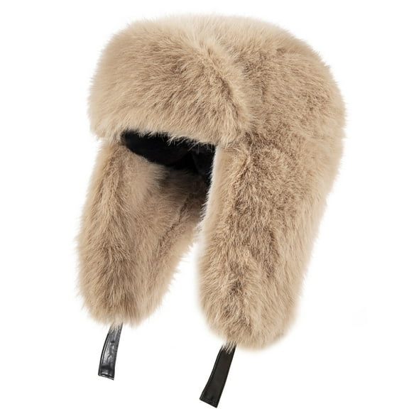 REDESS Women's Trapper Hat Winter Warm with Faux Fur and Ear Flaps Winter Hat,Black