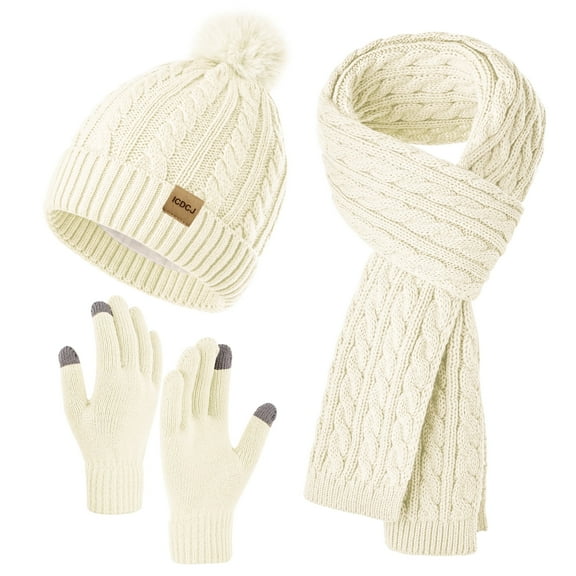 REDESS Women's Hat and gloves Scarf Winter Set,Beanie Hat Touch Screen Gloves Long Scarf Sets for Women