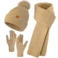 thumbnail image 1 of REDESS Beanie Hat and Gloves Scarf Winter Set for Women,Beanie Hat Touch Screen Gloves Long Scarf Set for Women，Oats, 1 of 7