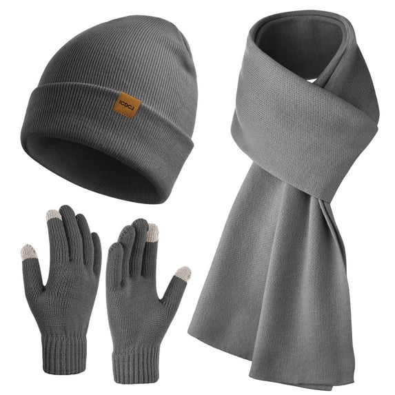 REDESS Winter Beanie Hat and Gloves Scarf Sets for Men and Women,Gray