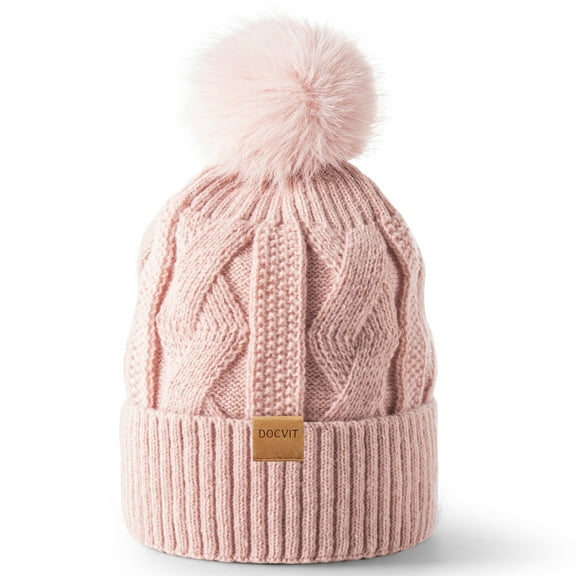 REDESS Beanie Hats for Women,Winter Warm Knitted Fleece Lined Hats Black