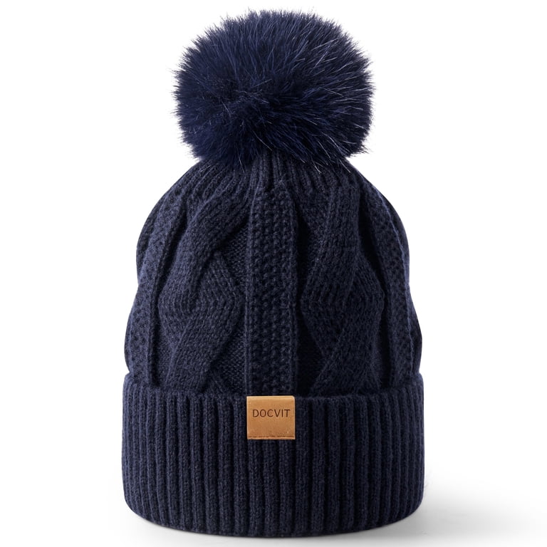 Womens Winter Warm Fleece Lined Knitted Soft Ski Cuff Beanie  display picture 2
