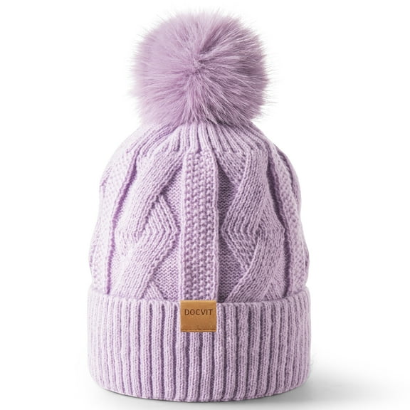 REDESS Beanie Hats for Women,Winter Warm Knitted Fleece Lined Hats Black