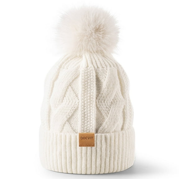 REDESS Beanie Hats for Women,Winter Warm Knitted Fleece Lined Hats Black