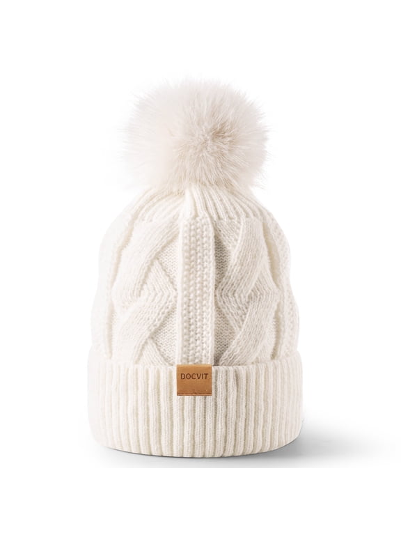 Beanie Hats for Women,Winter Warm Knitted Fleece Lined Hats Black
