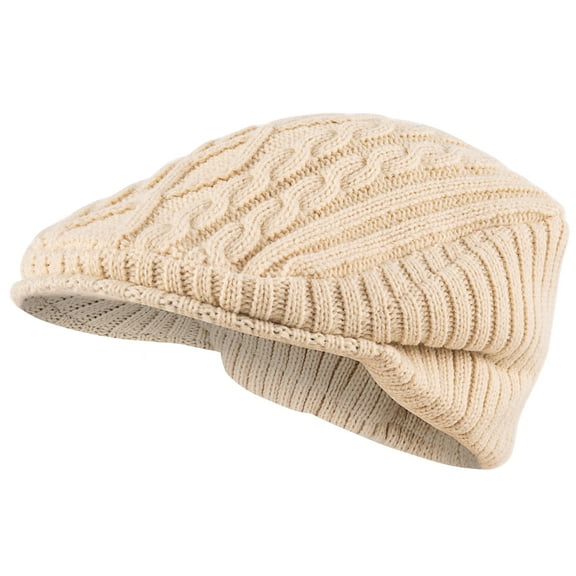 REDESS Winter Beanies Hat for Women,Knit Brimmer Hat Slouchy Beanie Cap with Visor Black