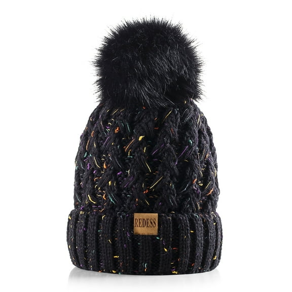 REDESS Women's Winter Pompom Beanie Hat for Women-White
