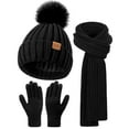 thumbnail image 1 of REDESS Womens Beanie Hat Scarf Gloves Set, Fleece Lined Winter Hat Long Knit Scarf Touchscreen Gloves for Cold Weather, 1 of 7