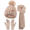 thumbnail image 1 of REDESS Womens Beanie Hat Scarf Gloves Set, Fleece Lined Winter Hat Long Knit Scarf Touchscreen Gloves for Cold Weather, 1 of 7