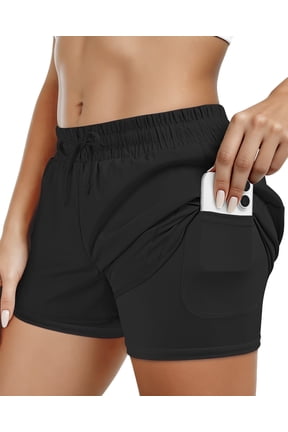 Athletic Shorts for Women Elastic Waistband with Liner and Pockets Gym Workout Yoga Running Shorts.