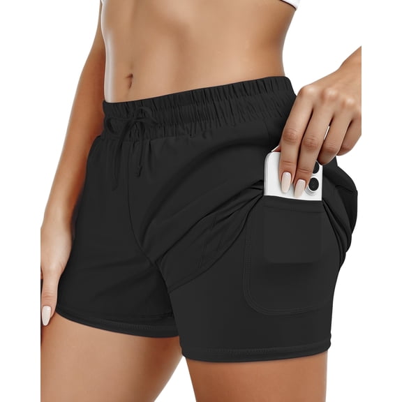 REDESS Athletic Shorts for Women Elastic Waistband with Liner and Pockets Gym Workout Yoga Running Shorts.