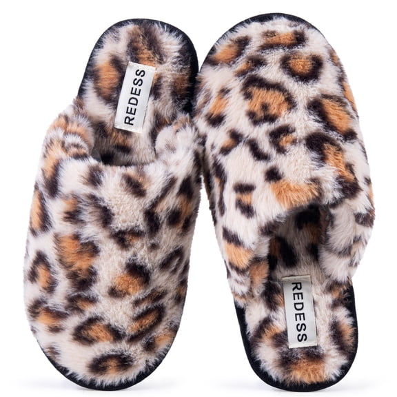 REDESS Womens Slippers Faux Fur Clog Memory Foam Cozy House Slippers for Women