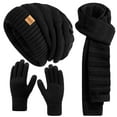 thumbnail image 1 of REDESS Women's Slouchy Warm Knit Thick Hat, Scarf & Glove Set, Black, 1 of 5